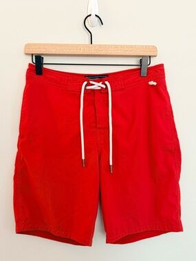 Men's Abercrombie & Fitch Red Swim Trunks with Drawstring - Size 28